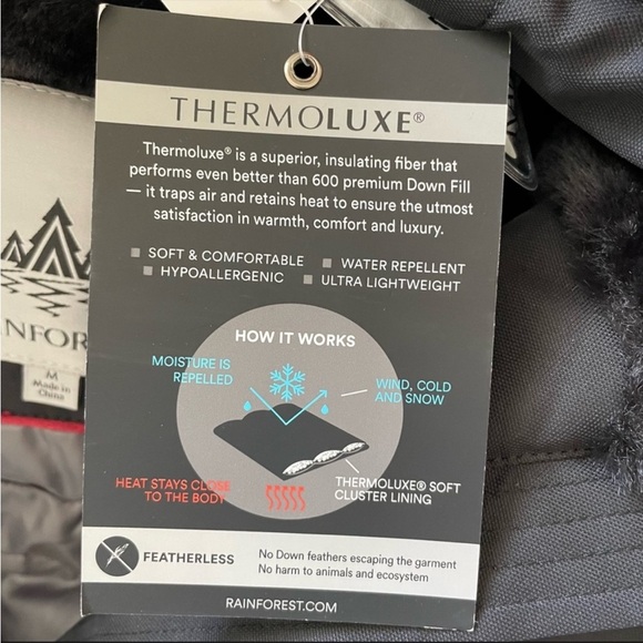 NWT Nordstrom’s RAINFOREST Oxford Nylon Fur Trim Lined Thermoluxe Anorak Coat M - Picture 14 of 15